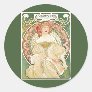 Pegatina Redonda Arte Moderno Antiguo, Champenois por Alphonse Much