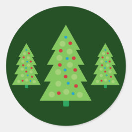 Pegatina Redonda Arte moderno de árbol de Navidad