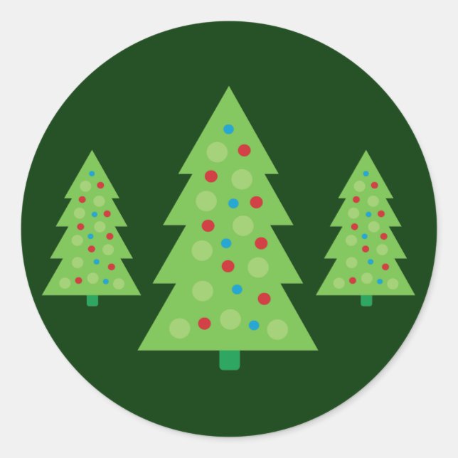 Pegatina Redonda Arte moderno de árbol de Navidad (Anverso)