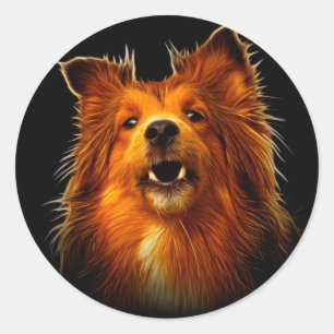 Pegatina Redonda Arte moderno del perro de Sheltie