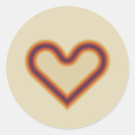 Pegatina Redonda Arte óptico de corazón naranja retro romántico