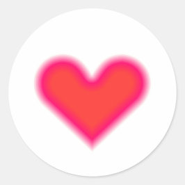 Pegatina Redonda Arte óptico de corazón rojo rosa romántico