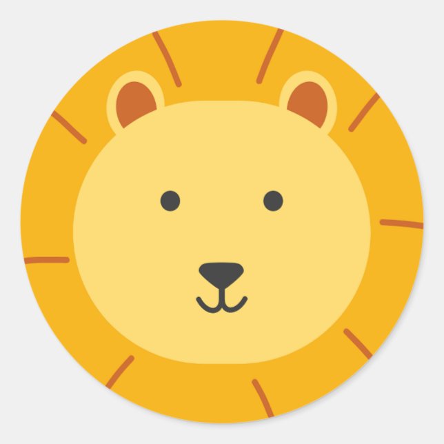 Pegatina Redonda Arte para niños de cumpleaños de león (Anverso)