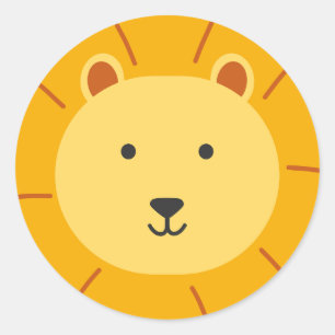 Pegatina Redonda Arte para niños de cumpleaños de león