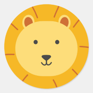 Pegatina Redonda Arte para niños de cumpleaños de león