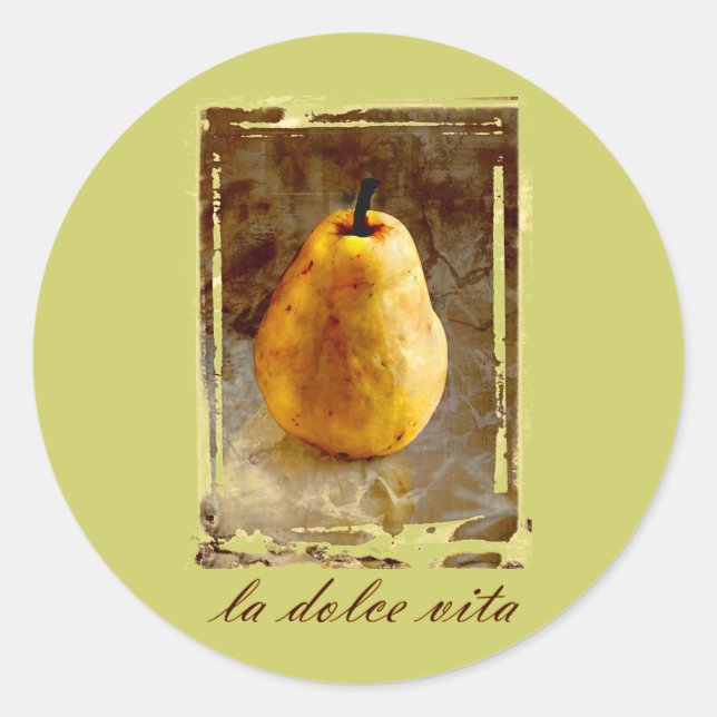 Pegatina Redonda Arte Pear (Anverso)