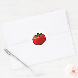 Pegatina Redonda Arte Personalizado caprichoso de tomate rojo