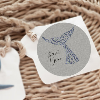 Pegatina Redonda Arte personalizado de cola de ballena náutica