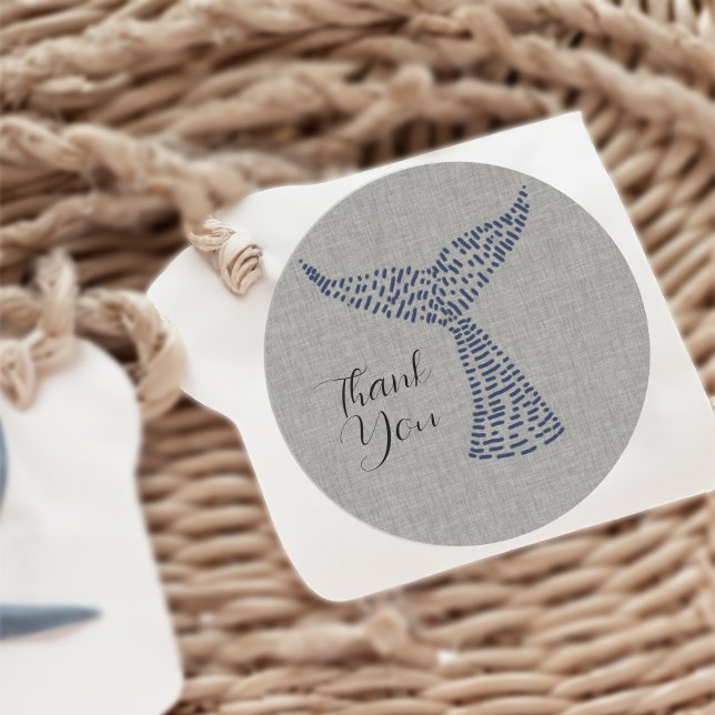 Pegatina Redonda Arte personalizado de cola de ballena náutica (Personalized Nautical Whale Tail Art Classic Round Sticker)