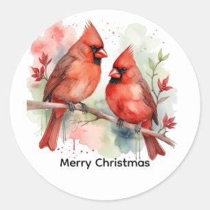 Pegatina Redonda Arte personalizado de pareja de pájaros cardinales