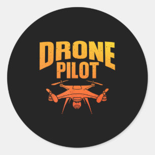 Pegatina Redonda Arte Piloto De Drones Para Hombres Mujeres Entusia