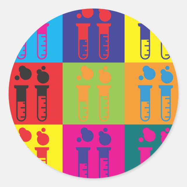 Pegatina Redonda Arte pop bioquímico (Anverso)