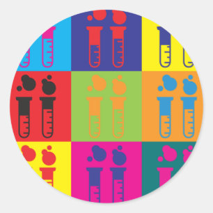 Pegatina Redonda Arte pop bioquímico