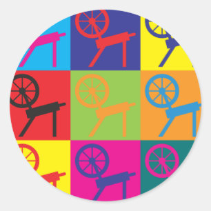 Pegatina Redonda Arte pop de hilatura