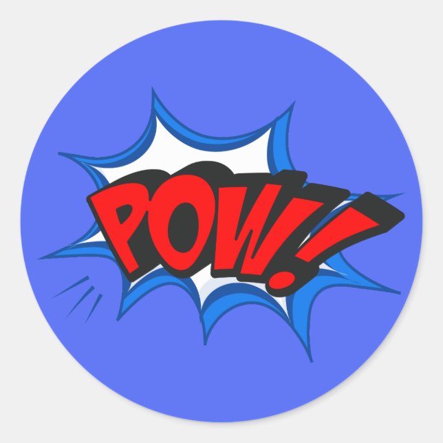 Pegatina Redonda Arte pop de historietas retro (Anverso)