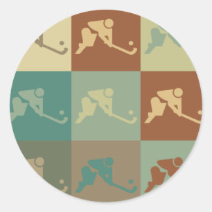 Pegatina Redonda Arte pop de hockey sobre hierba