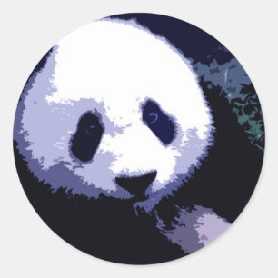 Pegatina Redonda Arte pop de la cara de la panda