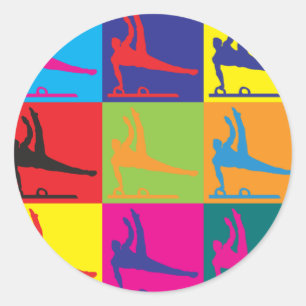 Pegatina Redonda Arte pop de la gimnasia