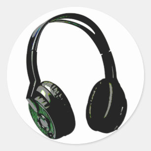 Pegatina Redonda Arte pop de los auriculares