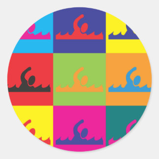 Pegatina Redonda Arte pop de natación