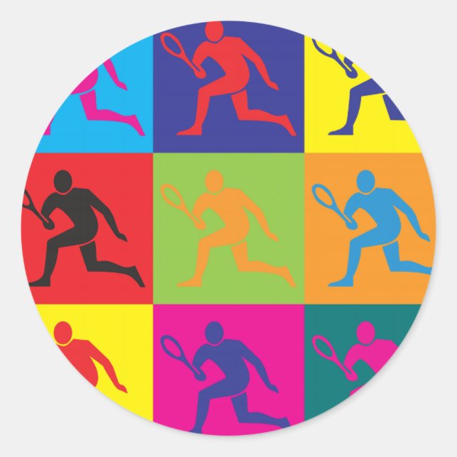 Pegatina Redonda Arte pop de tenis (Anverso)