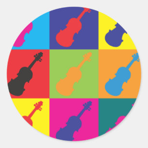 Pegatina Redonda Arte pop de violín