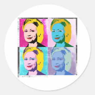 Pegatina Redonda arte pop hillary 2016 - -