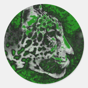Pegatina Redonda Arte pop jaguar