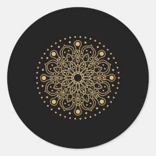 Pegatina Redonda Arte Prana Yoga Mandala Geometría de Energía Sagra
