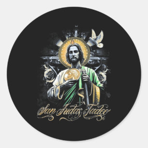Pegatina Redonda Arte Religioso San Judas Tadeo Santos Católicos De