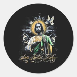 Pegatina Redonda Arte Religioso San Judas Tadeo Santos Católicos De