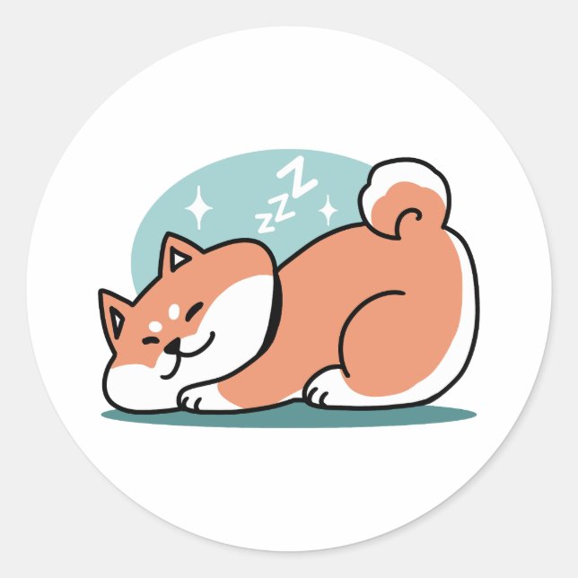 Pegatina Redonda Arte Shiba Inu relajado: Solo un Shiba bajo tierra (Anverso)