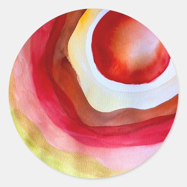 Pegatina Redonda Arte solar de la acuarela del sol (Anverso)