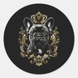 Pegatina Redonda Arte tatuaje Bulldog francés Bulldog barroco franc