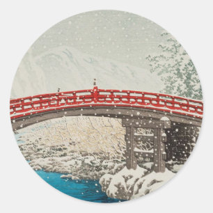 Pegatina Redonda Arte Ukiyoe japonés (Hasui Kawase)