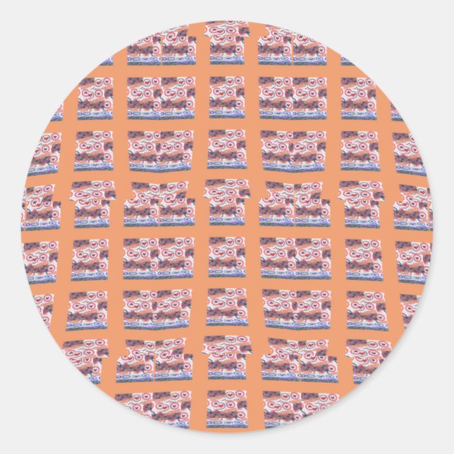 Pegatina Redonda Arte único y elegante con patrón de corazón para t (Anverso)