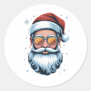 Pegatina Redonda Arte vectorial moderno de Santa Claus con gafas de