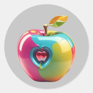 Pegatina Redonda Arte vibrante de Apple