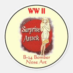 Pegatina Redonda Arte-WW II de la nariz B-24