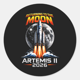 Pegatina Redonda Artemis ii de vuelta a la luna 2026 regalo para ho