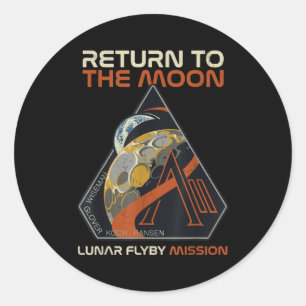 Pegatina Redonda Artemis Ii Vintage Regresa Luna