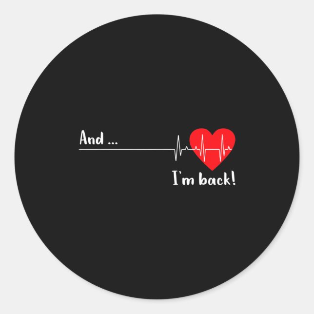 Pegatina Redonda Artery Open, Heart Diseases Surgery Heartbeat  (Anverso)