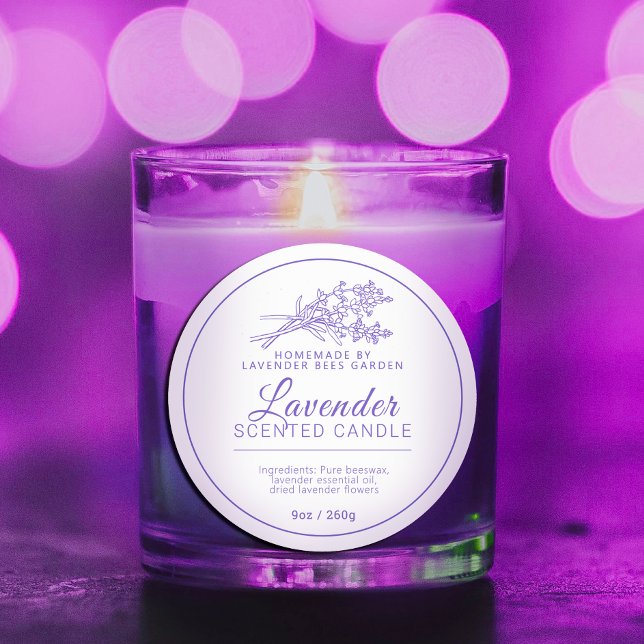 Pegatina Redonda Artes botánicas de lavanda ingredientes de velas p (Subido por el creador)