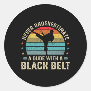 Pegatina Redonda Artes marciales Cinturón negro Karate Jiu Jitsu Ta