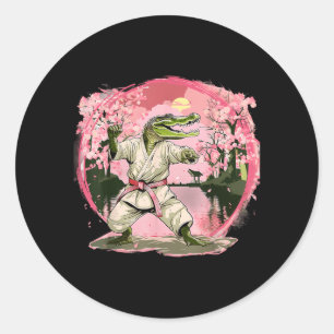Pegatina Redonda Artes Marciales Cocodrilo Animal MMA Taekwondo Kar