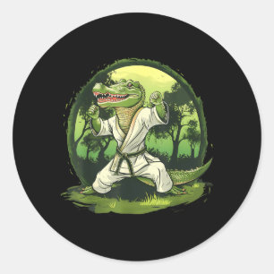 Pegatina Redonda Artes Marciales Cocodrilo Animal MMA Taekwondo Kar