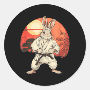 Pegatina Redonda Artes Marciales Conejo Jiu-Jitsu Mma Taekwondo Kar