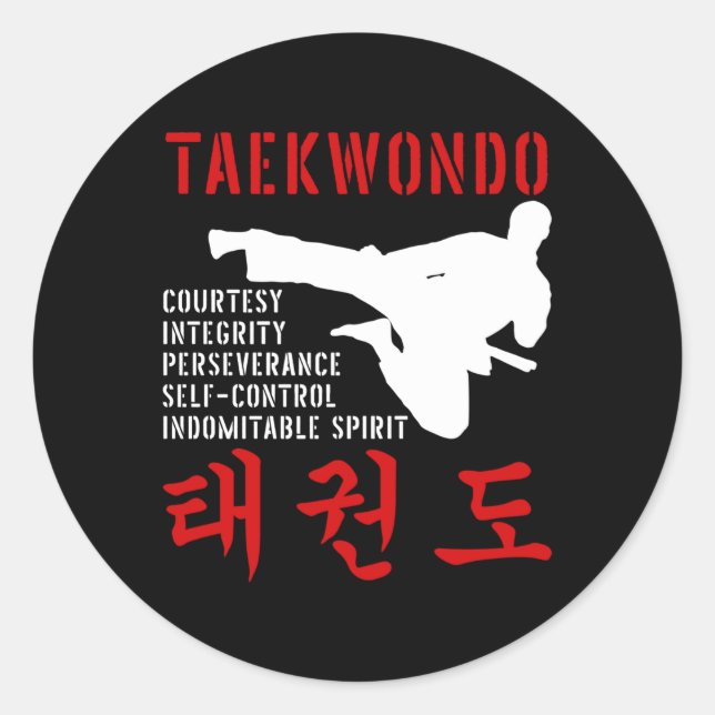 Pegatina Redonda Artes marciales de Taekwondo (Anverso)