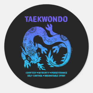 Pegatina Redonda Artes Marciales Dragón Taekwondo MMA Adolescentes 