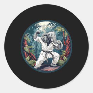 Pegatina Redonda Artes Marciales Judo Elefante Naturaleza Kickboxin